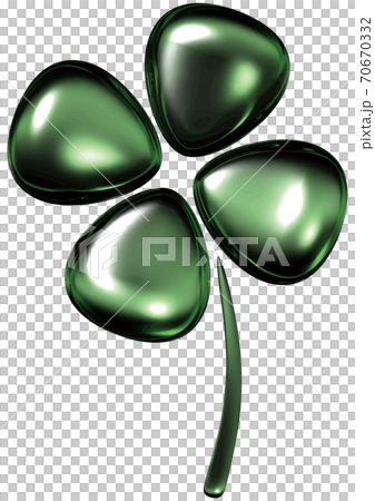 緑色ガラス四葉のクローバーマーク　ベクターイラスト背景透明 70670332