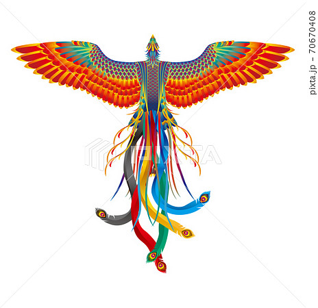 空想の霊獣 鳳凰 チャイニーズフェニックス のイラスト素材