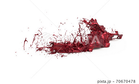 躍動する流体CG 白バック ウォータスプラッシュ　メタリックレッド 70670478