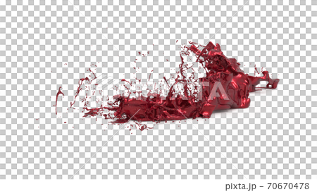 躍動する流体CG 白バック ウォータスプラッシュ　メタリックレッド 70670478