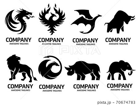 simple animals set logo vector silhouette on white background	 70674783