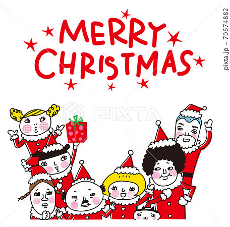 クリスマスのサンタたち 文字有り クリスマスのサンタたち 文字有り 70674882
