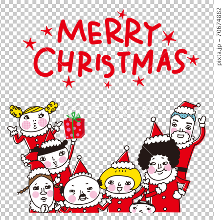 クリスマスのサンタたち 文字有り クリスマスのサンタたち 文字有り 70674882