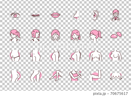 Cosmetic surgery, beauty treatment, diet icons 70675617