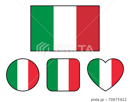イタリア国旗のバリエーションセット 縁線あり のイラスト素材