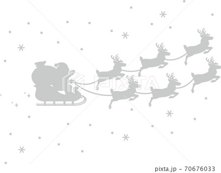 クリスマス サンタクロース トナカイ ソリ シルエットのイラスト素材