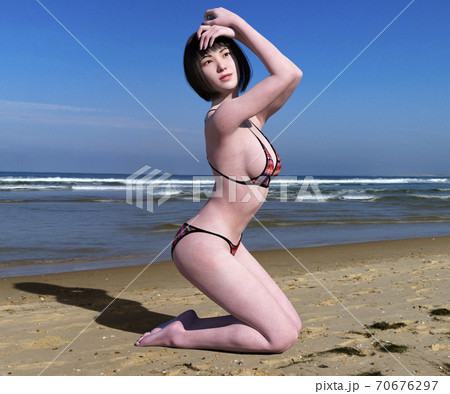 Beautiful, young asian women in a bikiniのイラスト素材