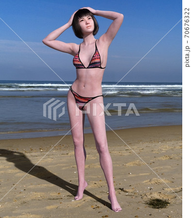 Beautiful, young asian women in a bikiniのイラスト素材 [70676322] - PIXTA
