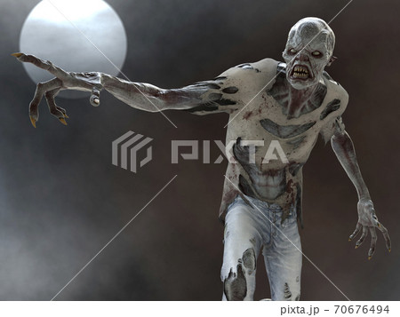 Fantasy zombie monster full moon 3d illustration Fantasy zombie monster full moon 3d illustration 70676494