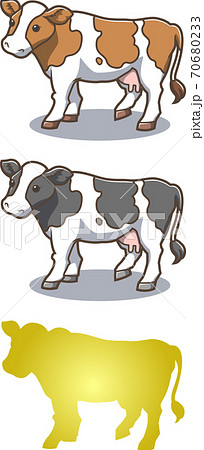 牛のイラスト線茶色のイラスト素材