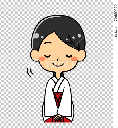 Shrine maiden bowing upper body illustration 70680670