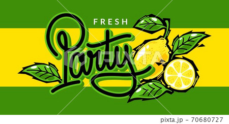 Green And Yellow Abstract Hand Written Calligraphy Fresh Party Vector Illustration. Typography Illustration As Logotype Green And Yellow Abstract Hand Written Calligraphy Fresh Party Vector Illustration. Typography Illustration As Logotype 70680727