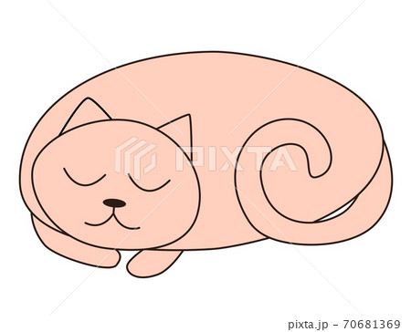 Cat sleeping cartoon fat cute drawn vector. 70681369