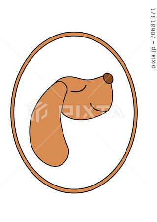 Head funny important Dachshund, icon of a red cartoon dog. 70681371