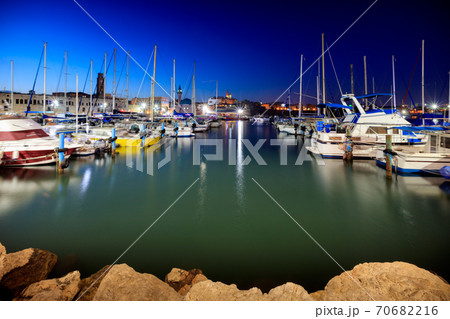 Evening view of the port in Acre. Israel. 70682216