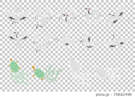 Crane and turtle vector illustration material set 70682496