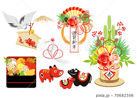 正月のベクターイラスト素材セットのイラスト素材