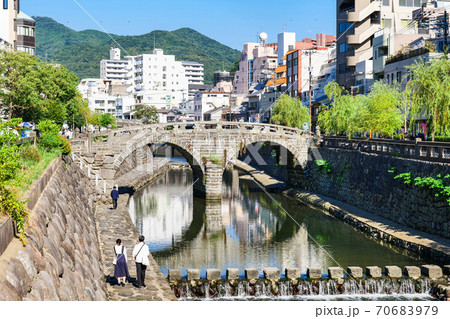 日本三名橋 長崎 眼鏡橋の写真素材