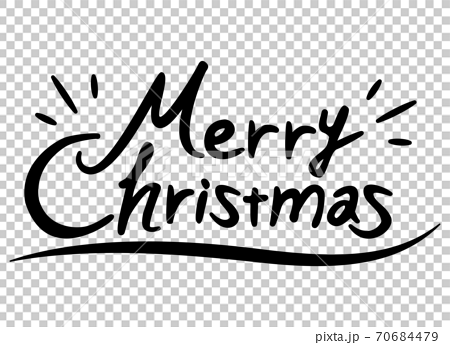メリークリスマスのロゴ文字 モノクロ 手描きの筆記体のイラスト素材