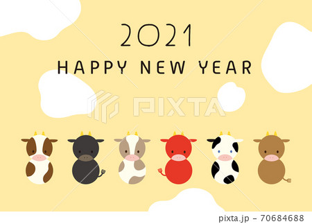 2021 丑年の年賀状 シンプルな牛のイラスト 2021 丑年の年賀状 シンプルな牛のイラスト 70684688