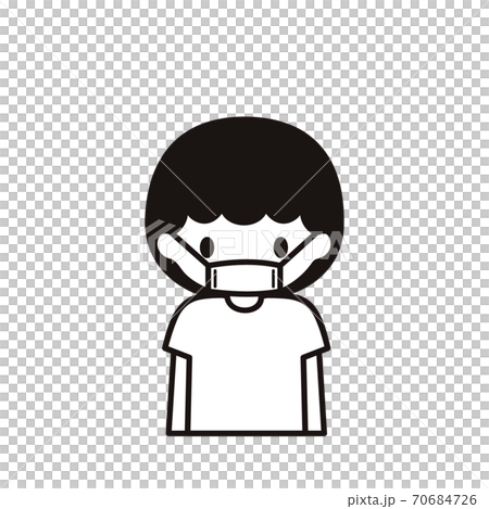 マスクをつけた少年のシンプルなイラストのイラスト素材