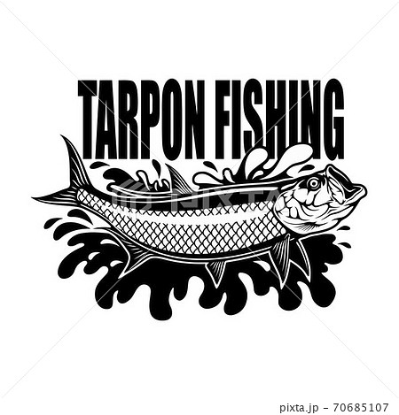 Tarpon Fishing emblem isolated on white background - Stock