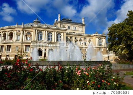 The view on Odesa National Academic Theater of Opera and Ballet and fountains, Odesa, Ukraine. The view on Odesa National Academic Theater of Opera and Ballet and fountains, Odesa, Ukraine. 70686685