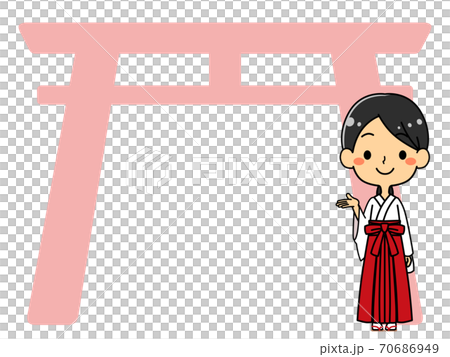 Shrine maiden torii background illustration copy space Shrine maiden torii background illustration copy space 70686949