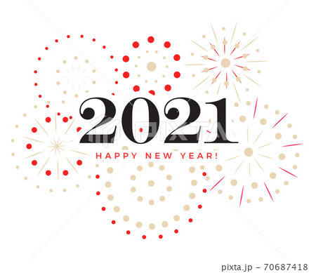 Happy New Year celebration card, color 2021 numbers with fireworks, vector illustration 70687418