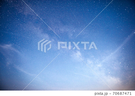 Vibrant night sky with stars and nebula and galaxy. Deep sky astrophoto 70687471