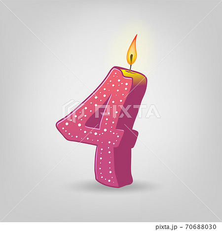 Colored candles for the holiday. Hand-drawn vector illustration. Number four Colored candles for the holiday. Hand-drawn vector illustration. Number four 70688030