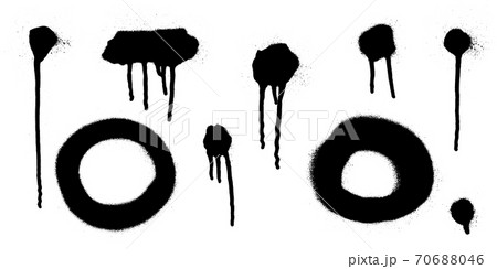 Set of graffiti spray banner. Vector spray paint shapes with smudges 70688046
