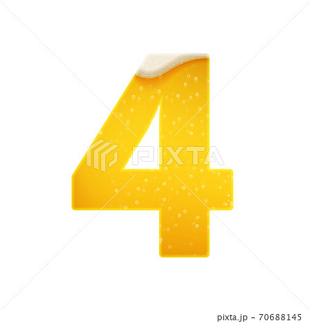 The digits for alphabet in the form of lemonade or beer. Digit 4. Vector illustration on white background 70688145