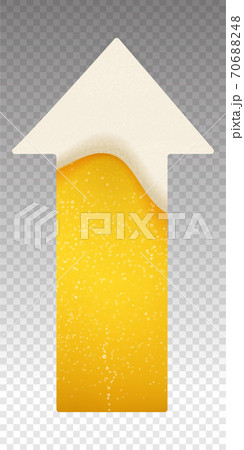 Arrow up with beer foam and bubbles background. Vector illustration with flowing foam and bubbles texture of beer 70688248