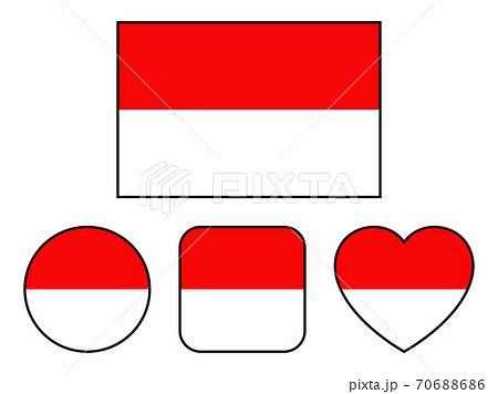 インドネシア国旗のバリエーションセット（縁線あり）