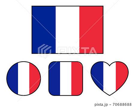 フランス国旗のバリエーションセット 縁線あり のイラスト素材 7066