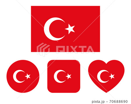トルコ国旗のバリエーションセット（縁線なし）