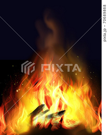 夜のキャンプファイヤーのイラスト素材