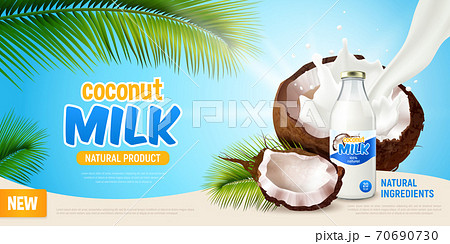 Coconut Milk Realistic Poster 70690730
