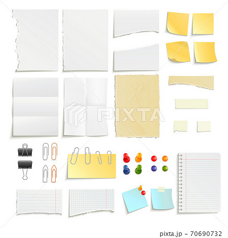 Paper Notes And Clips Object Set 70690732