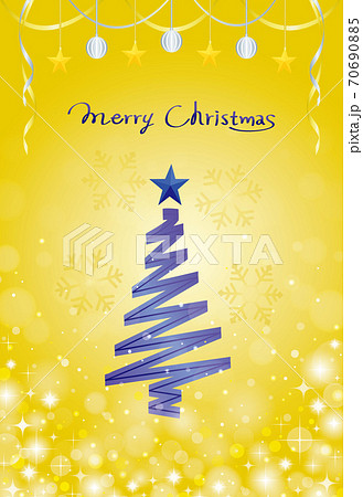 おしゃれなクリスマスツリーのクリスマスカード 金色のイラスト素材