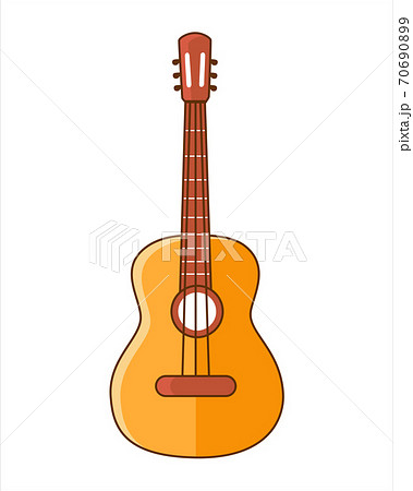 Classical guitar. Acoustic guitar. Silhouette. Stringed musical instrument. Flat vector cartoon style on isolated background. Classical guitar. Acoustic guitar. Silhouette. Stringed musical instrument. Flat vector cartoon style on isolated background. 70690899