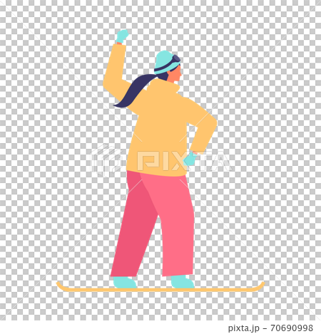 Illustration of a winter woman snowboarding 70690998