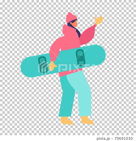 Illustration of a winter woman snowboarding 70691030