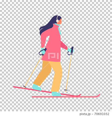 Illustration of a winter woman skiing 70691032