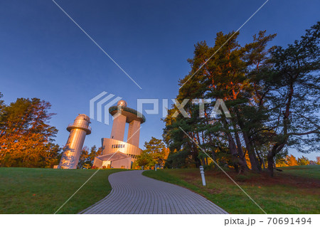 Moletai, Lithuania, October 20, 2020 Ethno-Cosmological museum and modern observatory in Moletai, Lithuania. Moletai, Lithuania, October 20, 2020 Ethno-Cosmological museum and modern observatory in Moletai, Lithuania. 70691494