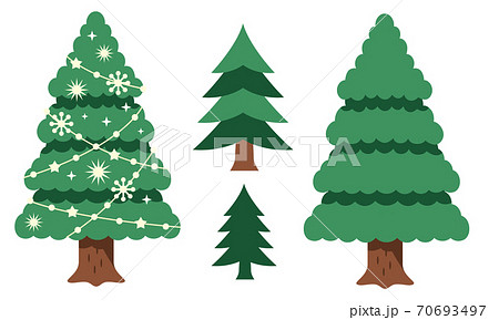 シンプルなクリスマスツリーのイラストのイラスト素材