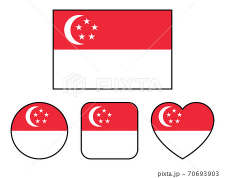 シンガポール国旗のバリエーションセット 縁線あり のイラスト素材