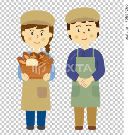 人物、パン屋、男女のイラスト 70694260