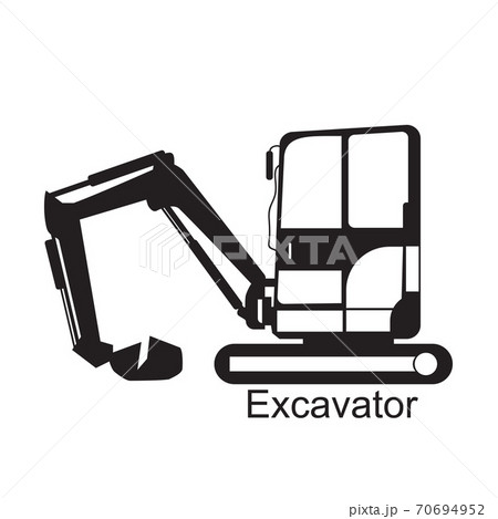 Vector black excavator icon on white background Vector black excavator icon on white background 70694952
